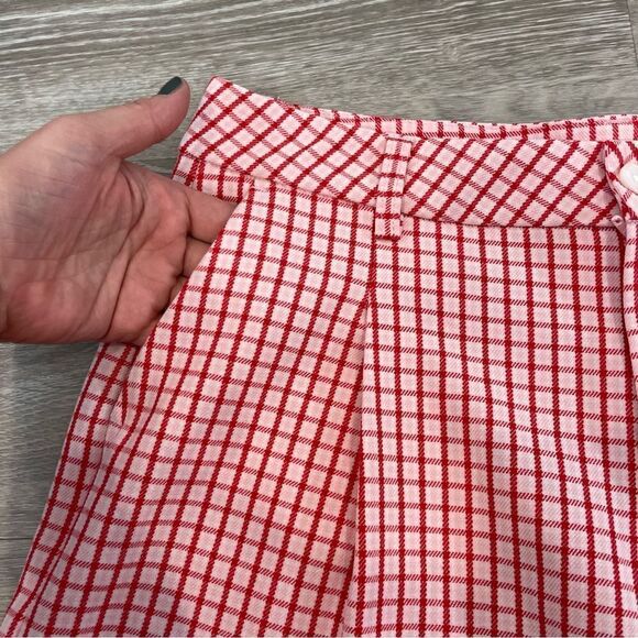 Twik Plaid Red And Whit High Waist Bermuda Retro shorts M - Picture 5 of 10